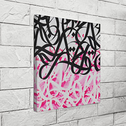 Холст квадратный Черно-розовая каллиграфия, цвет: 3D-принт — фото 2