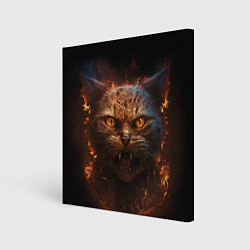 Холст квадратный Огненный кот, цвет: 3D-принт