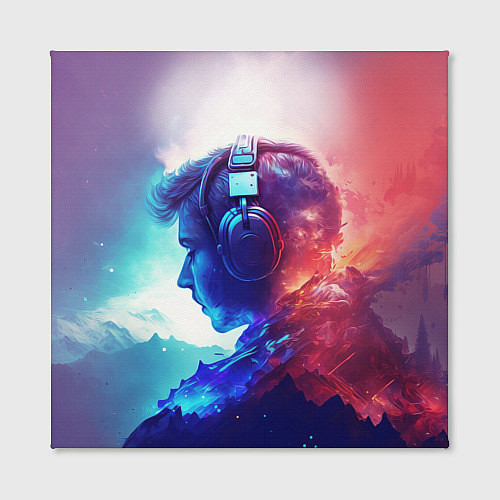 Картина квадратная Парень в наушниках / 3D-принт – фото 2