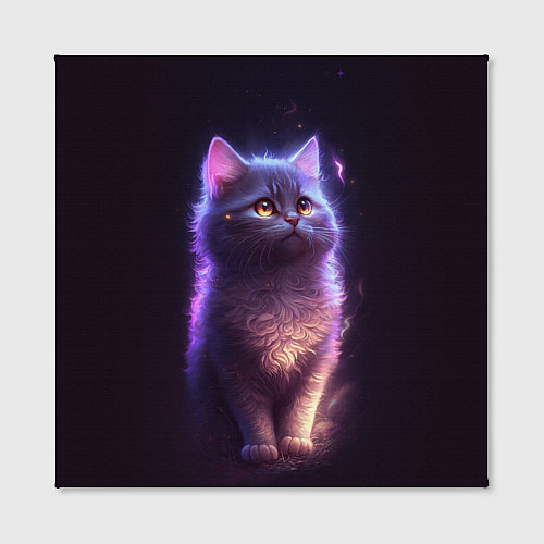 Картина квадратная Неоновый котик и луна / 3D-принт – фото 2