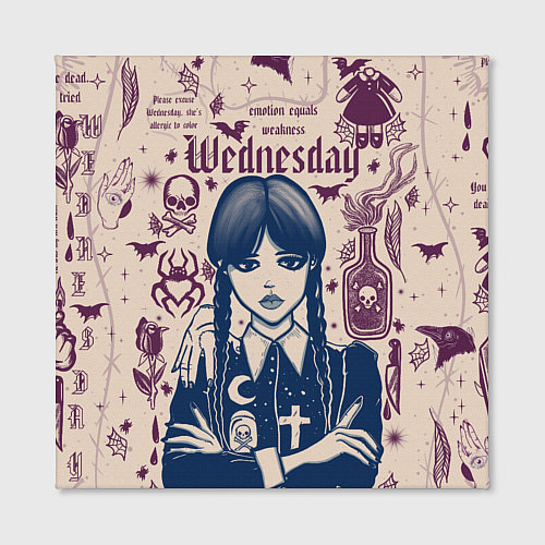 Картина квадратная Уэнсдей Аддамс в стиле готического тату / 3D-принт – фото 2