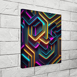 Холст квадратный Неоновый узор на стене, цвет: 3D-принт — фото 2