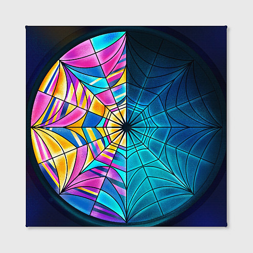 Картина квадратная Уэнсдей - окно ночной витраж - текстура зерна / 3D-принт – фото 2