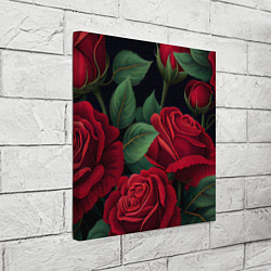 Холст квадратный Много красных роз, цвет: 3D-принт — фото 2