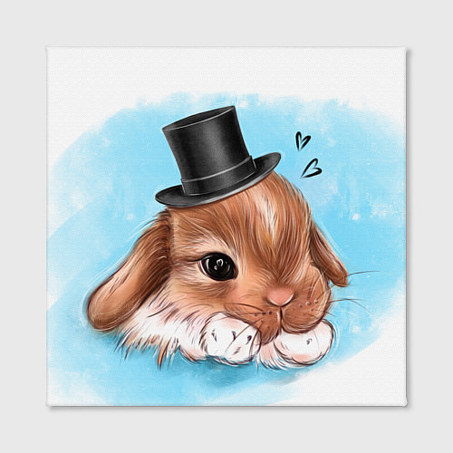 Картина квадратная Милый кролик в шляпке / 3D-принт – фото 2
