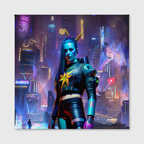 Картина квадратная Cyberpunk - brave girl - neural network / 3D-принт – фото 2