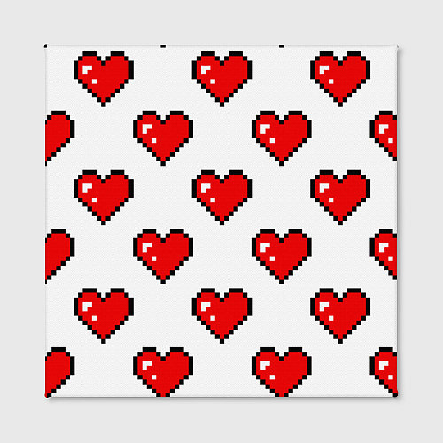 Картина квадратная Сердца в стиле пиксель-арт / 3D-принт – фото 2