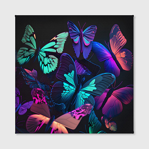 Картина квадратная Много неоновых бабочек / 3D-принт – фото 2