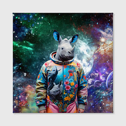 Холст квадратный Rhino in spacesuit - neural network, цвет: 3D-принт — фото 2