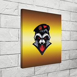 Холст квадратный Енот Морпех на желтом фоне, цвет: 3D-принт — фото 2