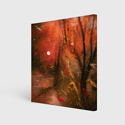 Картина квадратная Абстрактный красный туман и краски