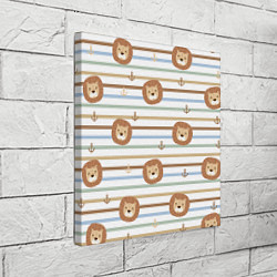 Холст квадратный Лев и якори: полосы - паттерн, цвет: 3D-принт — фото 2