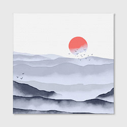 Холст квадратный Японский пейзаж - восход солнца, цвет: 3D-принт — фото 2