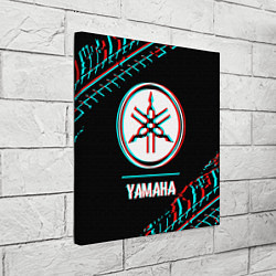 Холст квадратный Значок Yamaha в стиле glitch на темном фоне, цвет: 3D-принт — фото 2