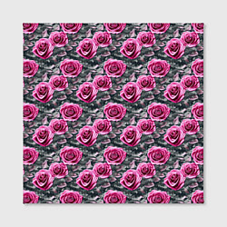 Холст квадратный Розовые розы с цифровым камуфляжем, цвет: 3D-принт — фото 2