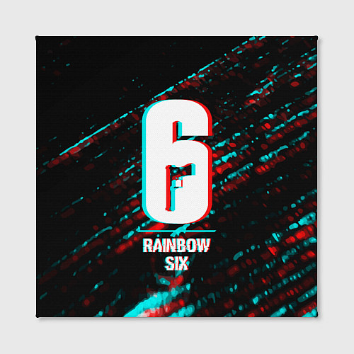 Картина квадратная Rainbow Six в стиле glitch и баги графики на темно / 3D-принт – фото 2