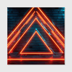 Холст квадратный Треугольные неоновые линии, цвет: 3D-принт — фото 2