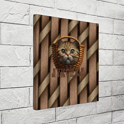 Холст квадратный Кошка лукошка мем, цвет: 3D-принт — фото 2