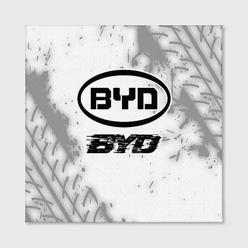 Картина квадратная BYD speed на светлом фоне со следами шин / 3D-принт – фото 2
