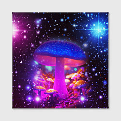 Холст квадратный Звезды и неоновые светящиеся грибы, цвет: 3D-принт — фото 2