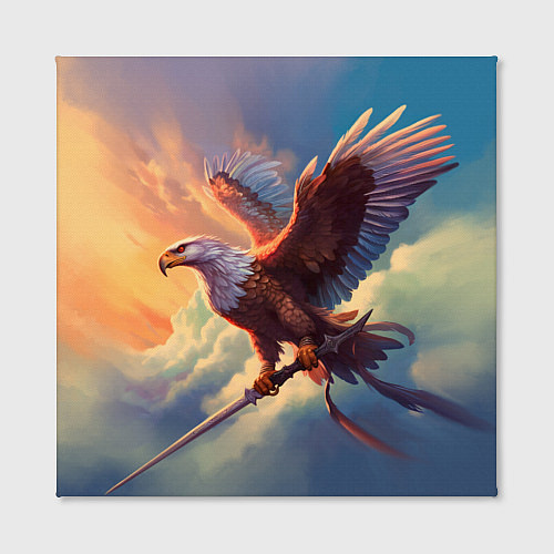 Картина квадратная Орел с мечом в облаках на закате / 3D-принт – фото 2