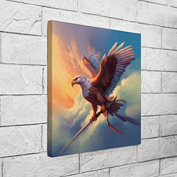 Холст квадратный Орел с мечом в облаках на закате, цвет: 3D-принт — фото 2