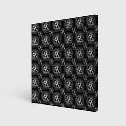 Холст квадратный Черно-белый буквенный паттерн, цвет: 3D-принт