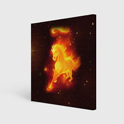 Холст квадратный Огненный конь мчится, цвет: 3D-принт