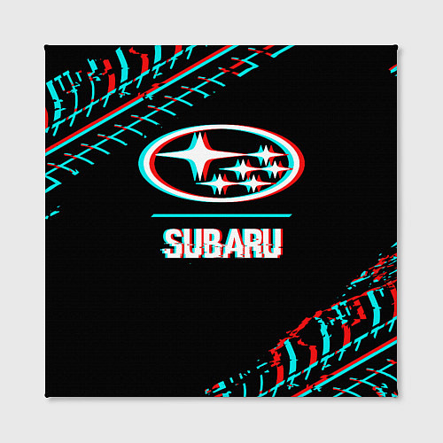 Картина квадратная Значок Subaru в стиле glitch на темном фоне / 3D-принт – фото 2