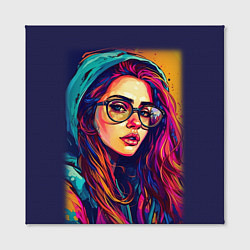 Холст квадратный Девушка в очках из красок, цвет: 3D-принт — фото 2