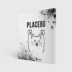 Холст квадратный Placebo рок кот на светлом фоне, цвет: 3D-принт