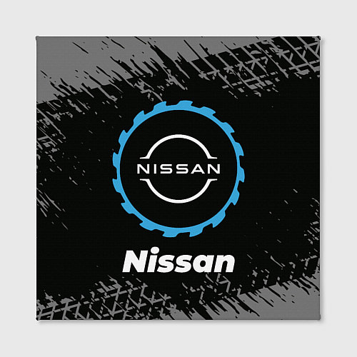 Картина квадратная Nissan в стиле Top Gear со следами шин на фоне / 3D-принт – фото 2