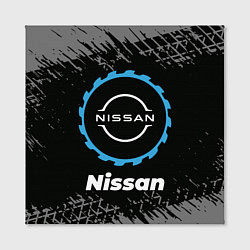 Холст квадратный Nissan в стиле Top Gear со следами шин на фоне, цвет: 3D-принт — фото 2