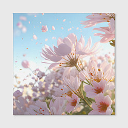 Холст квадратный Розовые цветы на фоне неба, цвет: 3D-принт — фото 2