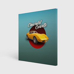 Холст квадратный Американский спорткар Chevrolet Corvette Stingray, цвет: 3D-принт