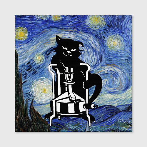 Картина квадратная Кот Бегемот на примусе в Звездной ночи / 3D-принт – фото 2