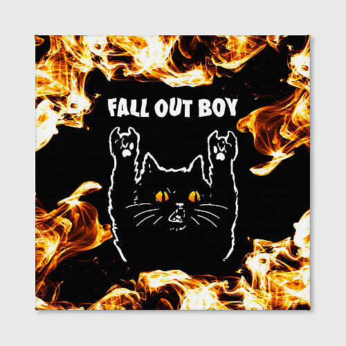 Картина квадратная Fall Out Boy рок кот и огонь / 3D-принт – фото 2