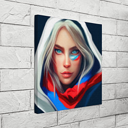 Холст квадратный Девушка с голубыми глазами в флаге, цвет: 3D-принт — фото 2