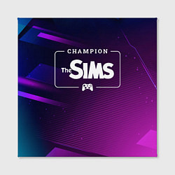 Холст квадратный The Sims gaming champion: рамка с лого и джойстико, цвет: 3D-принт — фото 2