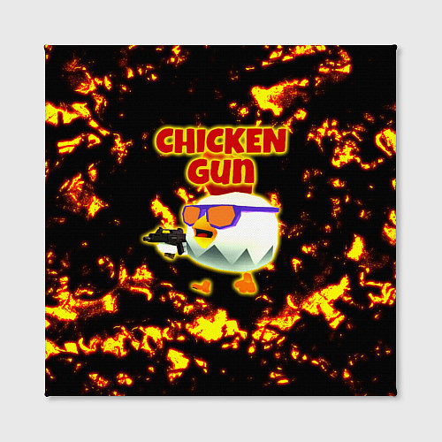Картина квадратная Chicken Gun на фоне огня / 3D-принт – фото 2