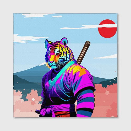 Картина квадратная Тигр-самурай - Япония / 3D-принт – фото 2