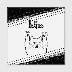 Холст квадратный The Beatles рок кот на светлом фоне, цвет: 3D-принт — фото 2