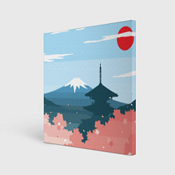 Холст квадратный Вид на Фудзияму - Япония, цвет: 3D-принт