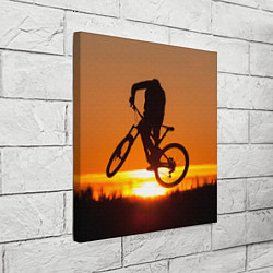 Холст квадратный Велосипедист на закате, цвет: 3D-принт — фото 2