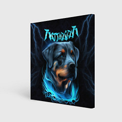 Картина квадратная Rottweiler and lightnings