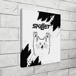 Холст квадратный Skillet рок кот на светлом фоне, цвет: 3D-принт — фото 2