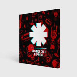 Холст квадратный Red Hot Chili Peppers rock glitch, цвет: 3D-принт