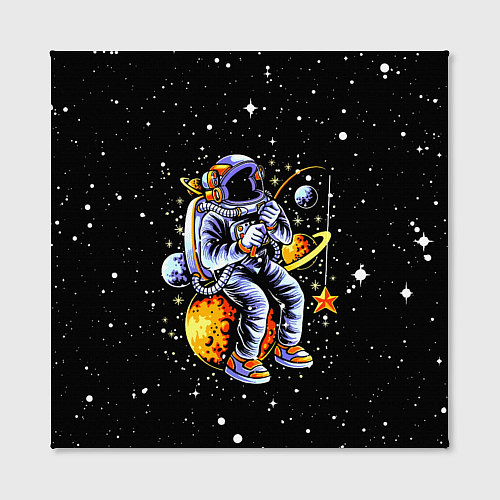 Картина квадратная Космонавт на рыбалке - неон / 3D-принт – фото 2