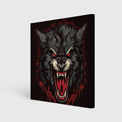 Холст квадратный Злой серый волк, цвет: 3D-принт