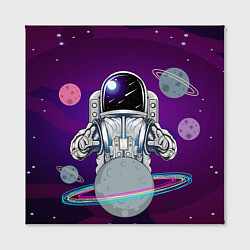 Холст квадратный Космонавт с планетами и звездами, цвет: 3D-принт — фото 2
